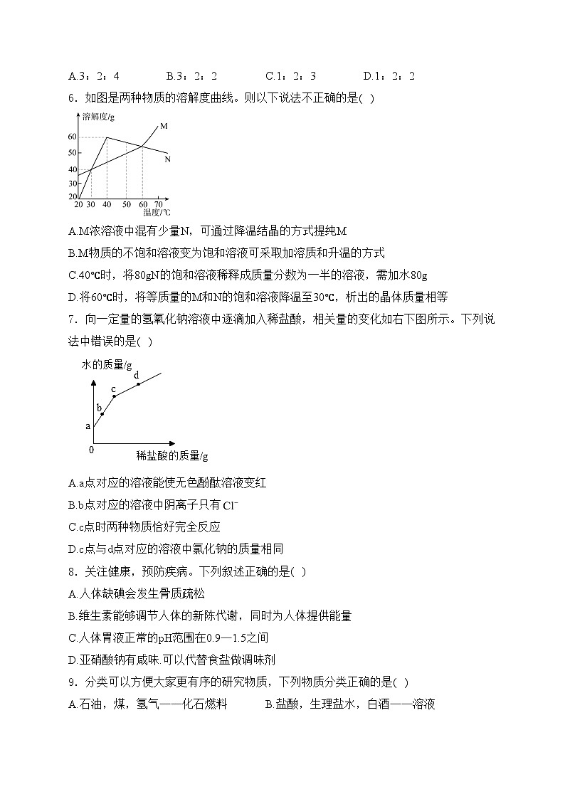 河北省唐山市2023-2024学年九年级下学期第一次月考化学试卷(含答案)第2页