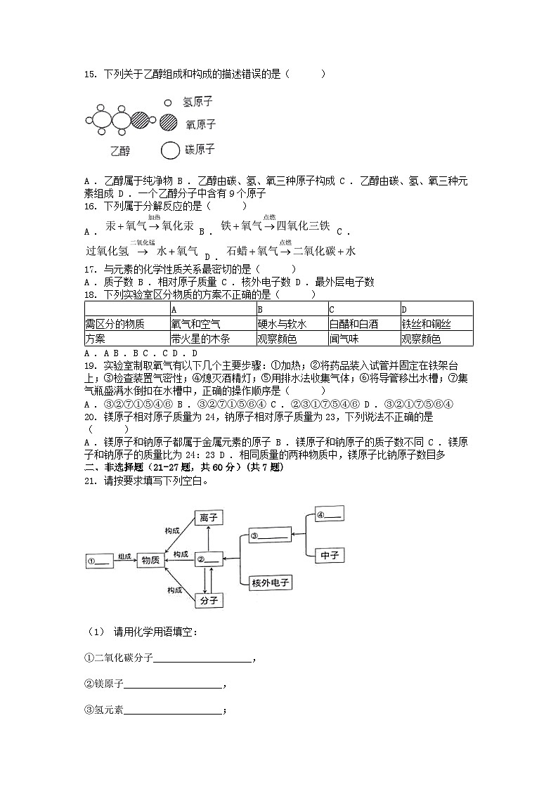 [化学][期末]黑龙江省哈尔滨市香坊区2023-2024学年八年级上学期期末化学试题03