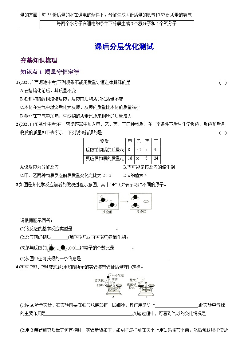 化学人教九上分层优化测试：第五单元 课题1  质量守恒定律03