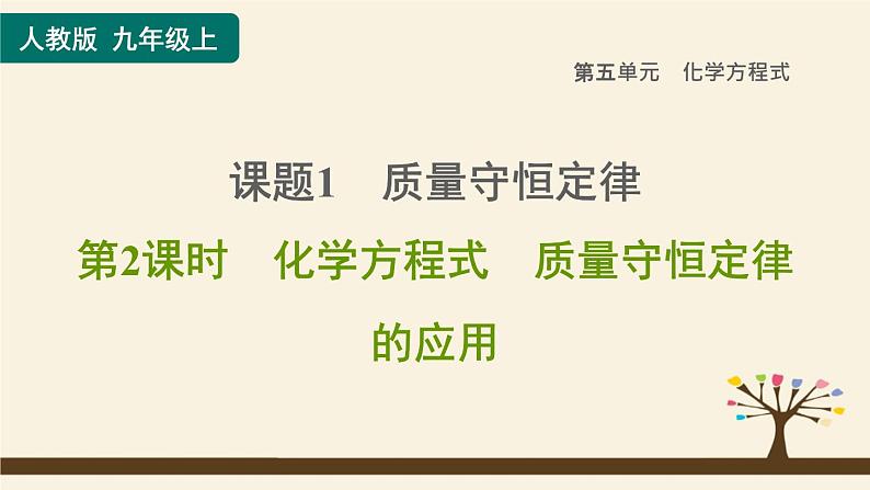 人教版化学九上课时练测课件：5.1.2化学方程式　质量守恒定律的应用第1页