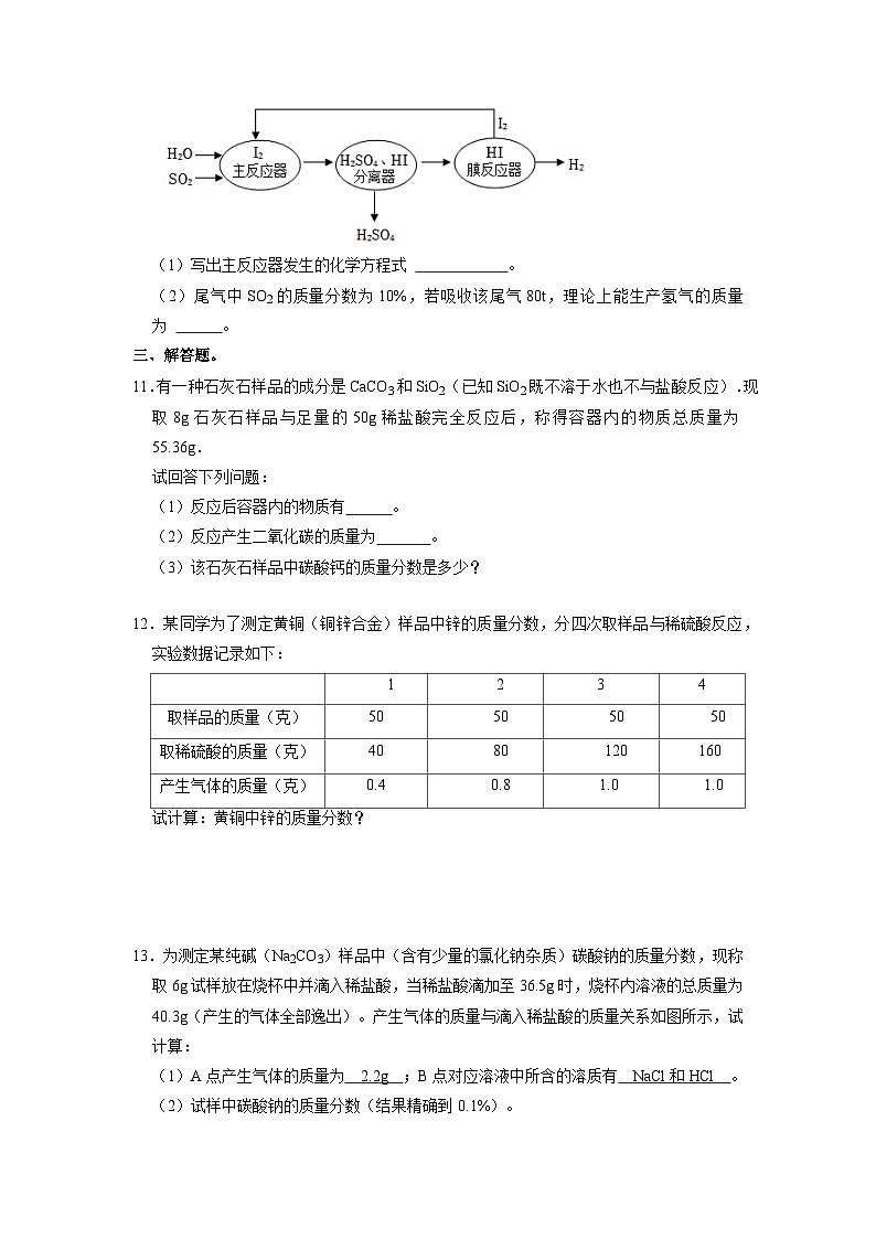 人教版化学九上课后训练：5.3 利用化学方程式的简单计算第2页