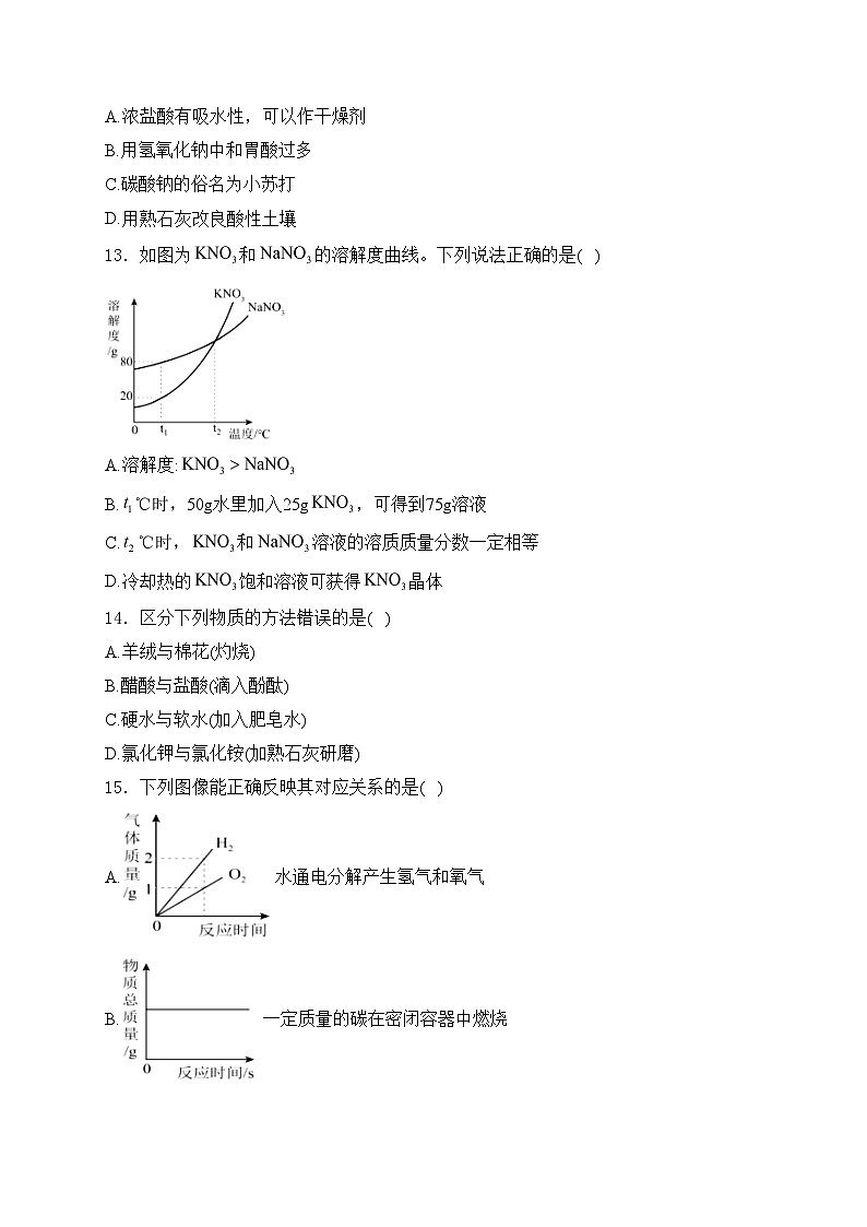 惠州市第一中学2024届九年级下学期阶段性教学质量监测化学试卷(含答案)第3页
