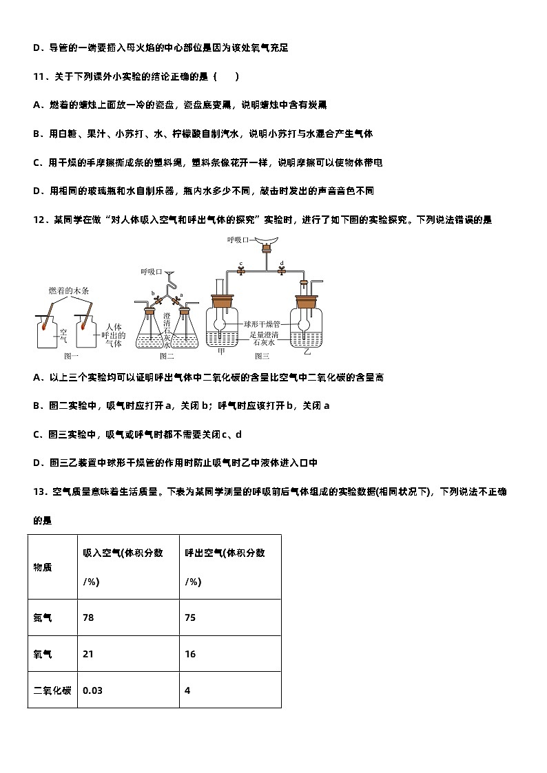 第二节 体验化学探究（分层练习）（原卷版）第3页