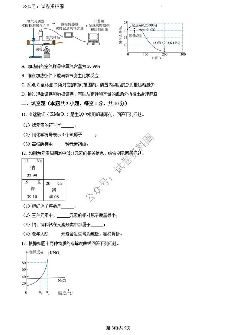 2024年吉林省吉林市中考化学试题+答案第3页