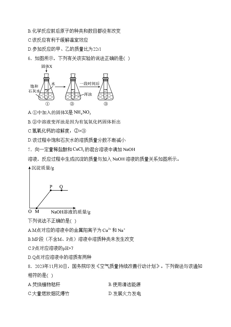 河北省邯郸市广平县2024年九年级中考一模化学试卷(含答案)02