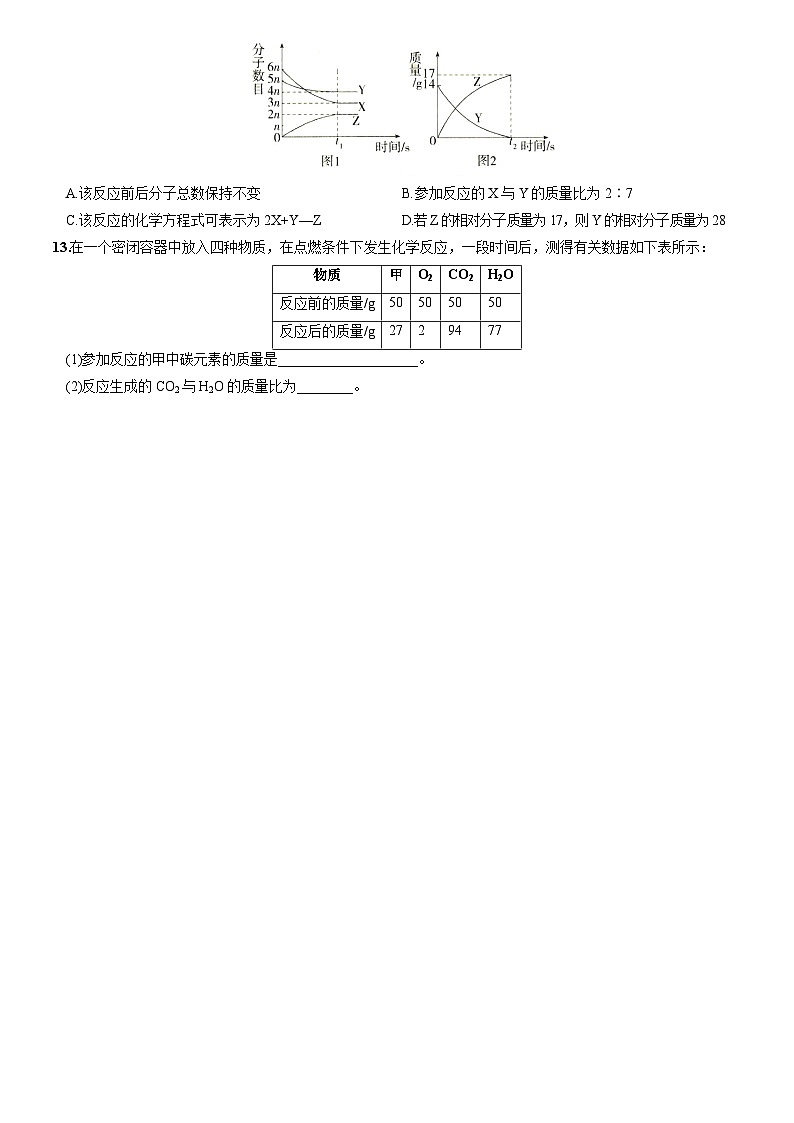 化学人教九上分层优化测试：专项综合素养全练（三）质量守恒定律的应用试03