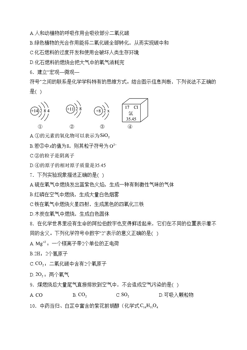 山东省新泰市2023-2024学年八年级下学期化学期末检测试卷(含答案)02