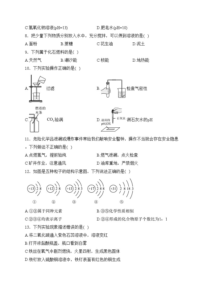 云南省昭通市永善县2024届九年级下学期中考二模化学试卷(含答案)02