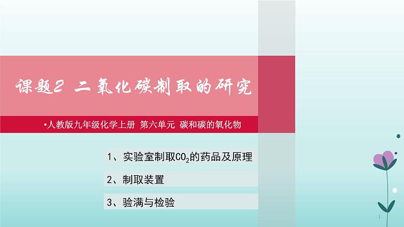 化学人教版九年级上册导学课件：6.2二氧化碳制取的研究第1页