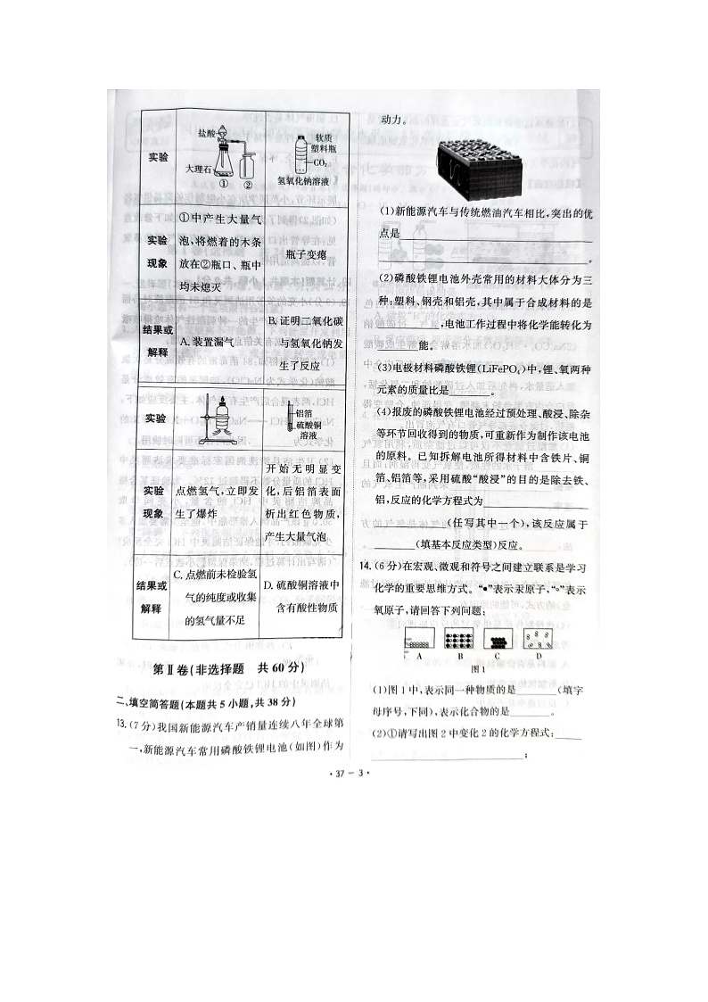 2024年山东省东营市中考化学真题03
