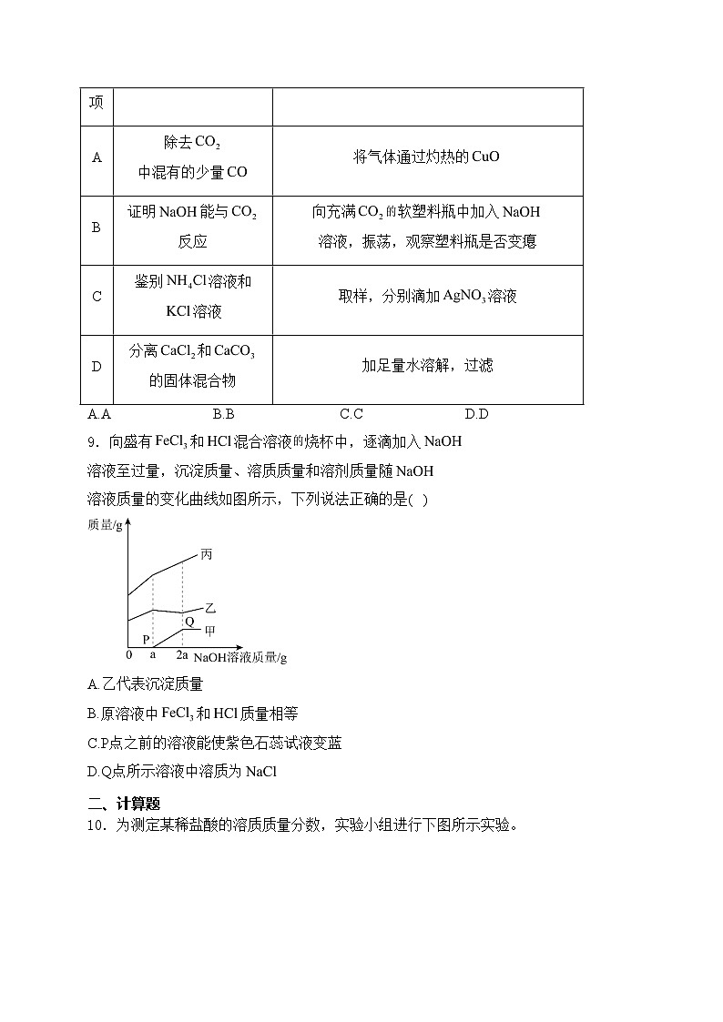 陕西省渭南市韩城市2024届九年级下学期中考一模化学试卷(含答案)03