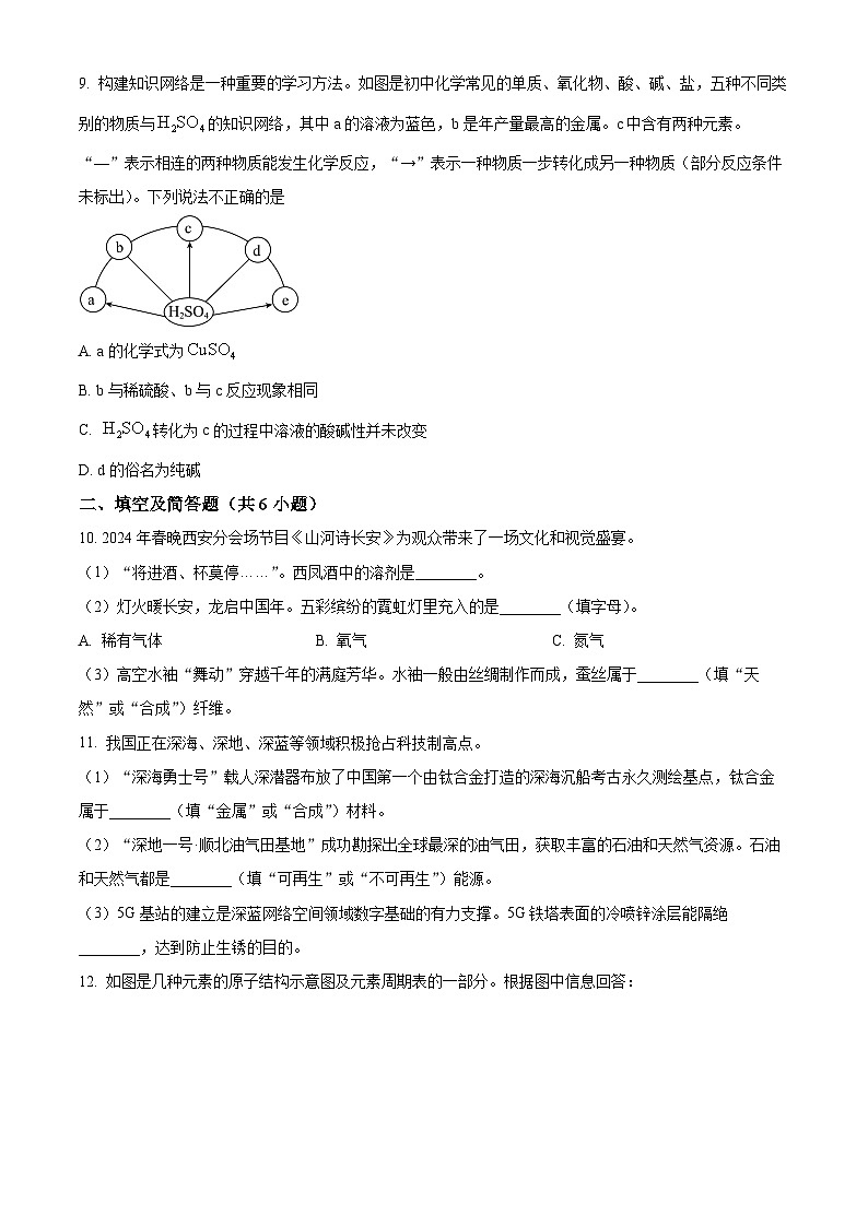2024年陕西省西安市碑林区铁一中中考一模化学试题（原卷版）第3页