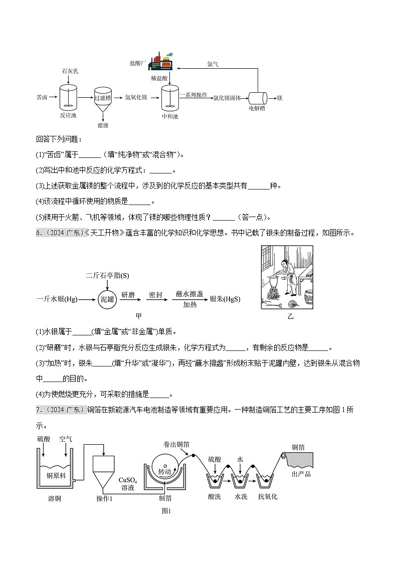 2024年中考化学真题分类汇编（全国通用）专题18 工艺流程题和物质推断题（第02期）（原卷版）03
