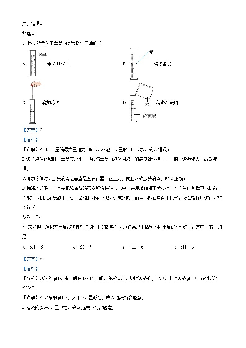 精品解析：2024年河北省中考化学真题02