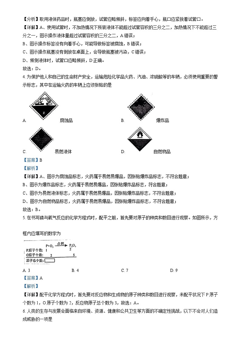 精品解析：2024年山西省中考化学真题02