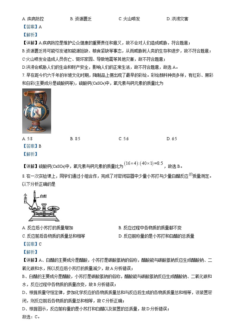 精品解析：2024年山西省中考化学真题03