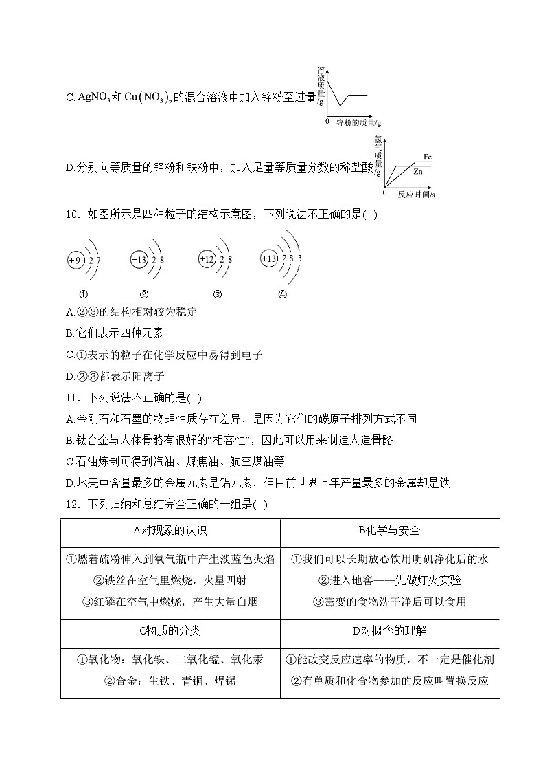 黑龙江省大庆市肇源县三校2023-2024学年九年级上学期期初联考化学试卷(含答案)第3页