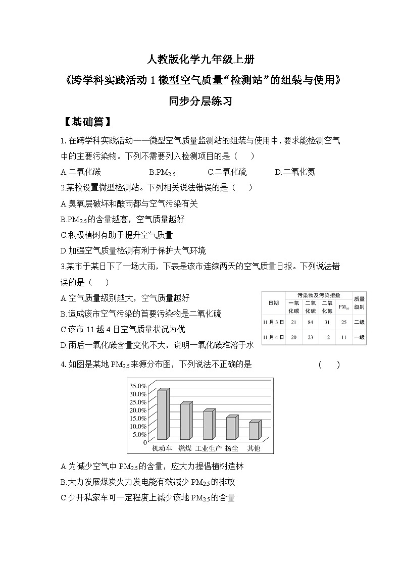【核心素养】跨学科实践活动1 微型空气质量“检测站”的组装与使用课件PPT+教学设计+同步练习（含答案和教学反思）01
