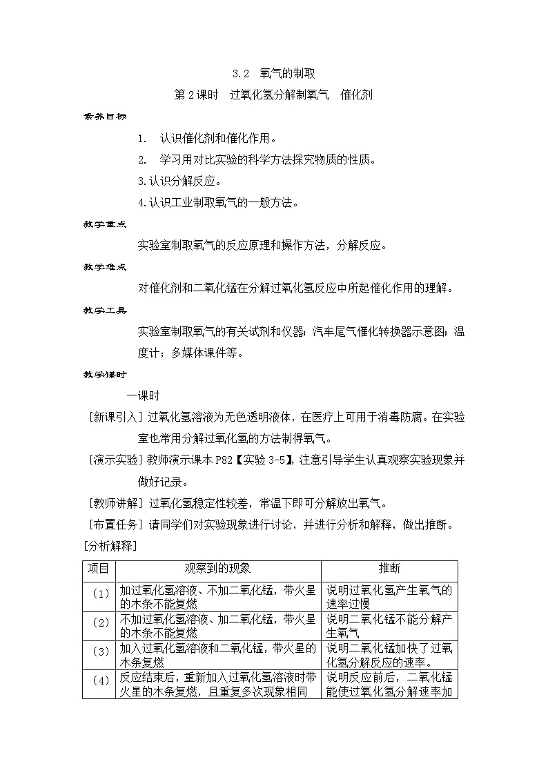 科粤版(2024)化学九年级上册 3.2 第2课时 过氧化氢制氧气、催化剂、工业制氧气 PPT课件+教案01