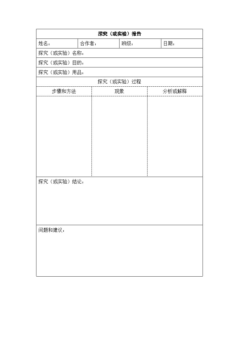 探究（或实验）报告第1页