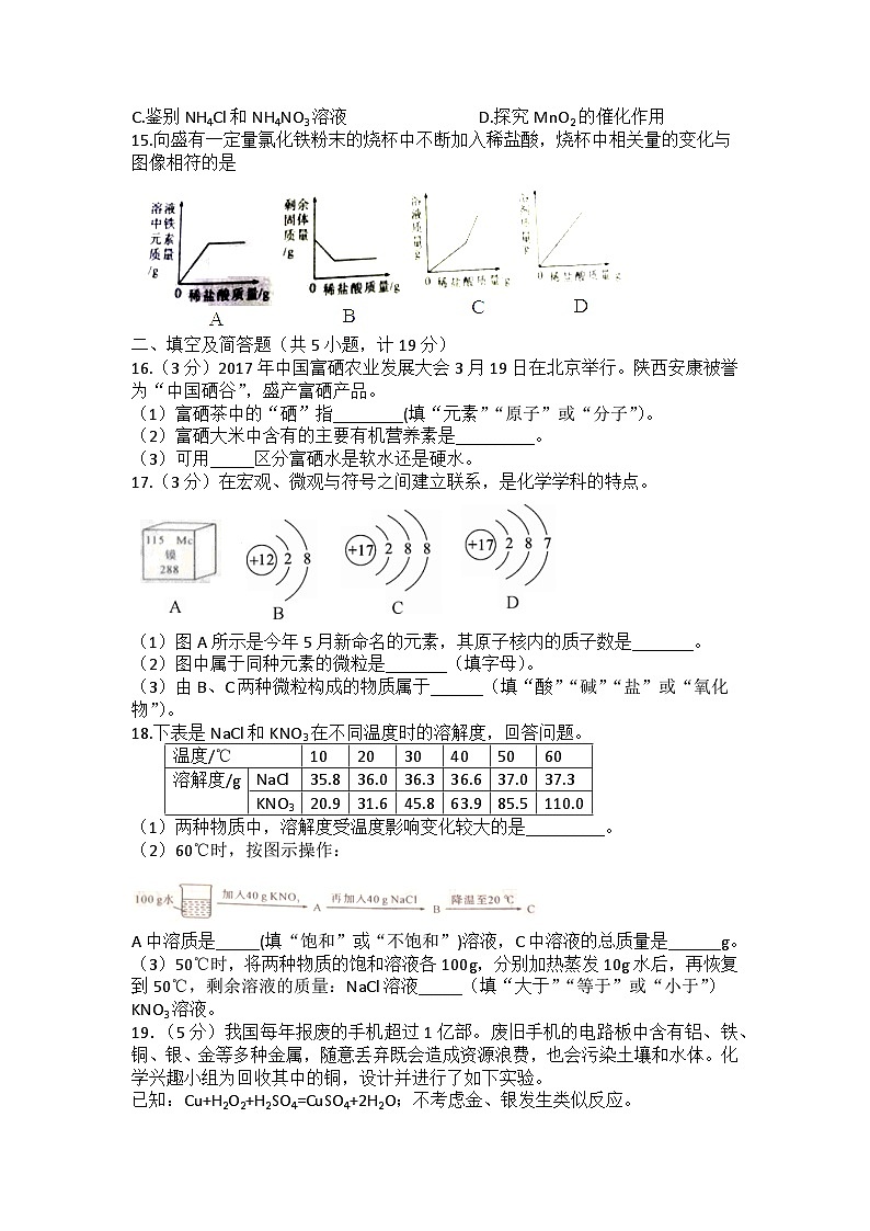 2017陕西中考化学真题卷02