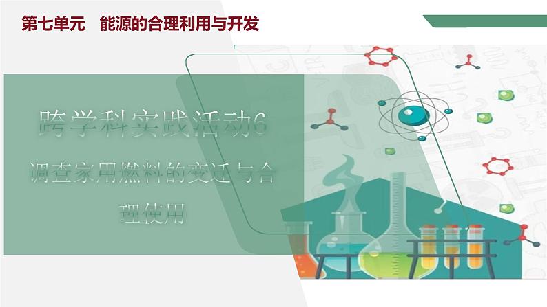 【核心素养】跨学科实践活动6 调查家用燃料的变迁与合理使用课件PPT+教学设计+同步练习（含答案和教学反思）01