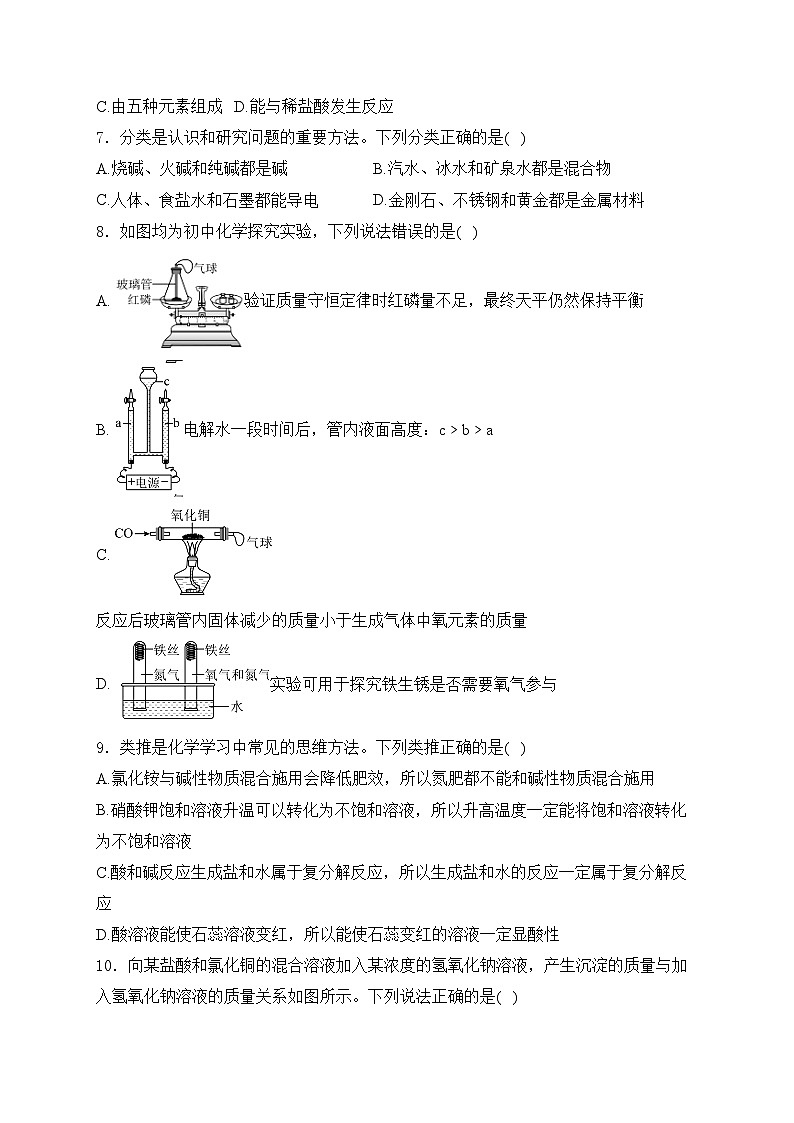 江西省2024届九年级下学期初中中考第三次模拟考试化学试卷(含答案)第2页