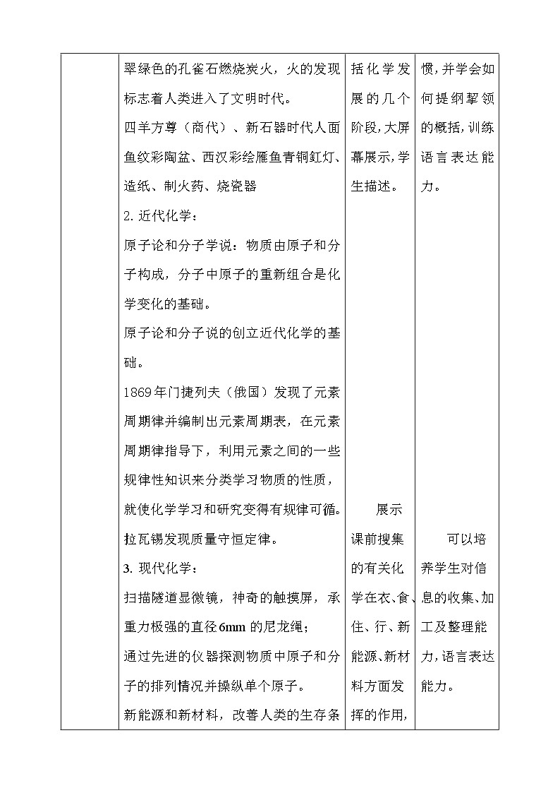 人教版(2024年新教材)九年级上册化学：绪言 化学使世界变得更加绚丽多彩 教案教学设计03