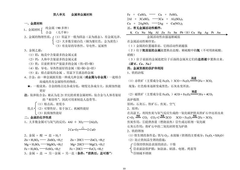 中考九年级下册化学知识点归纳（方便打印版）第1页