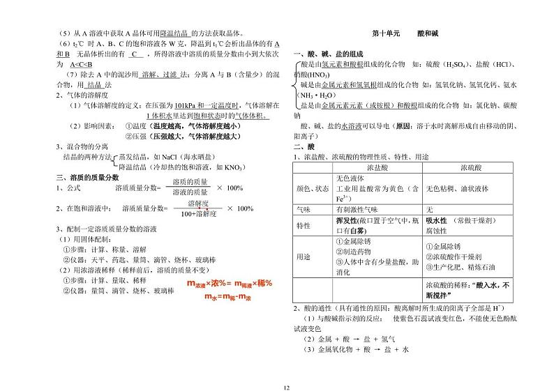 中考九年级下册化学知识点归纳（方便打印版）第3页