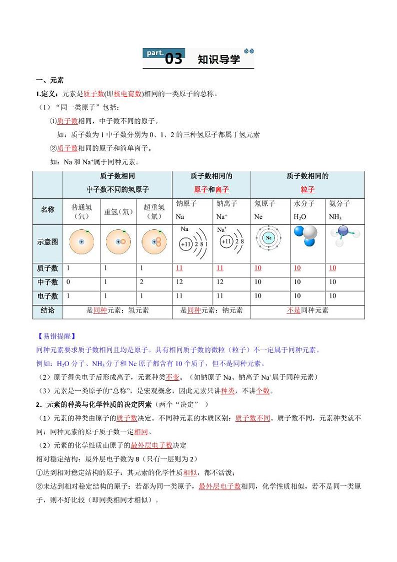 3.3 元素（含答案） 2024-2025学年九年级化学上册同步学与练（人教版2024）02
