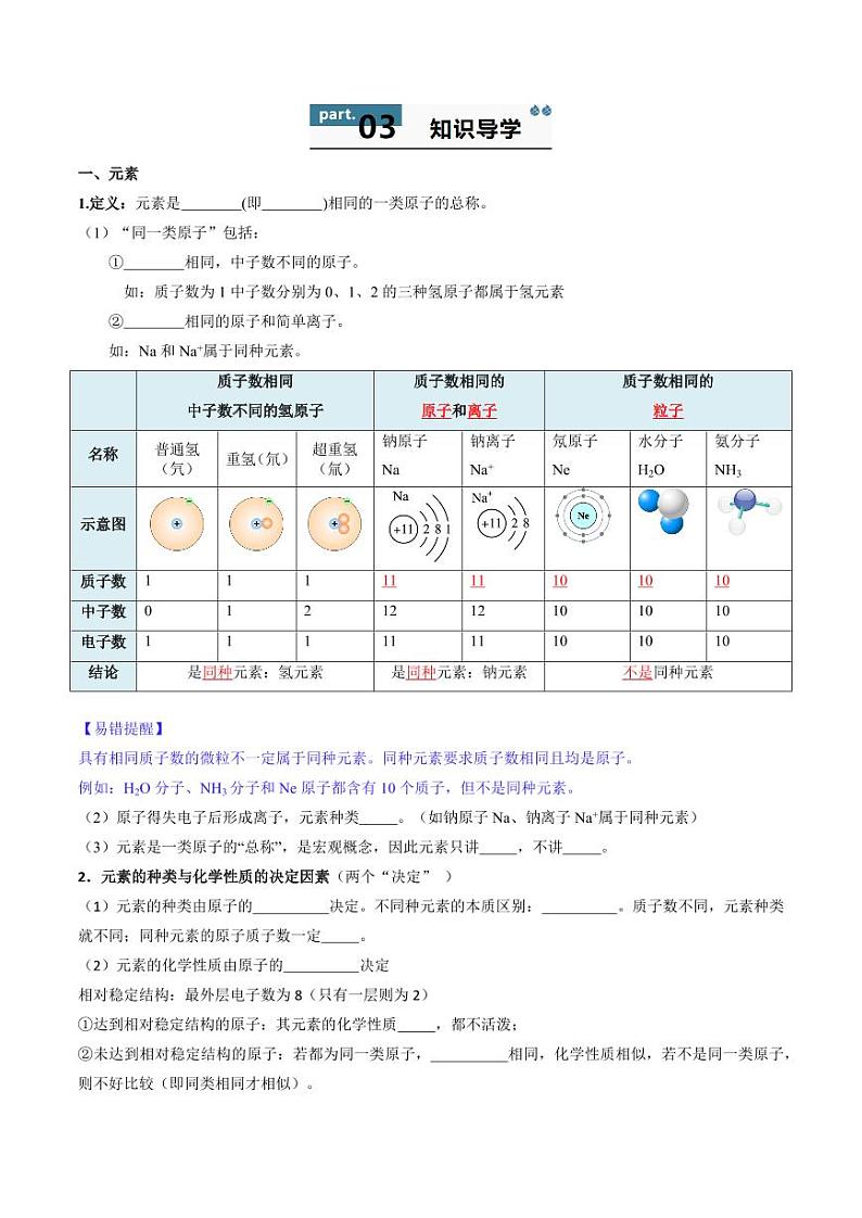 3.3 元素（含答案） 2024-2025学年九年级化学上册同步学与练（人教版2024）02