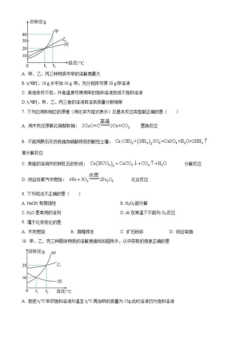 2024年山西省运城市新绛县中考化学适应性试题（原卷版）第3页