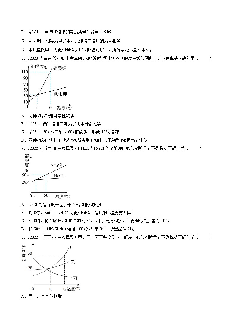 三年（2022-2024）中考化学真题分类汇编（全国通用）专题19 坐标图像题（原卷版）第3页