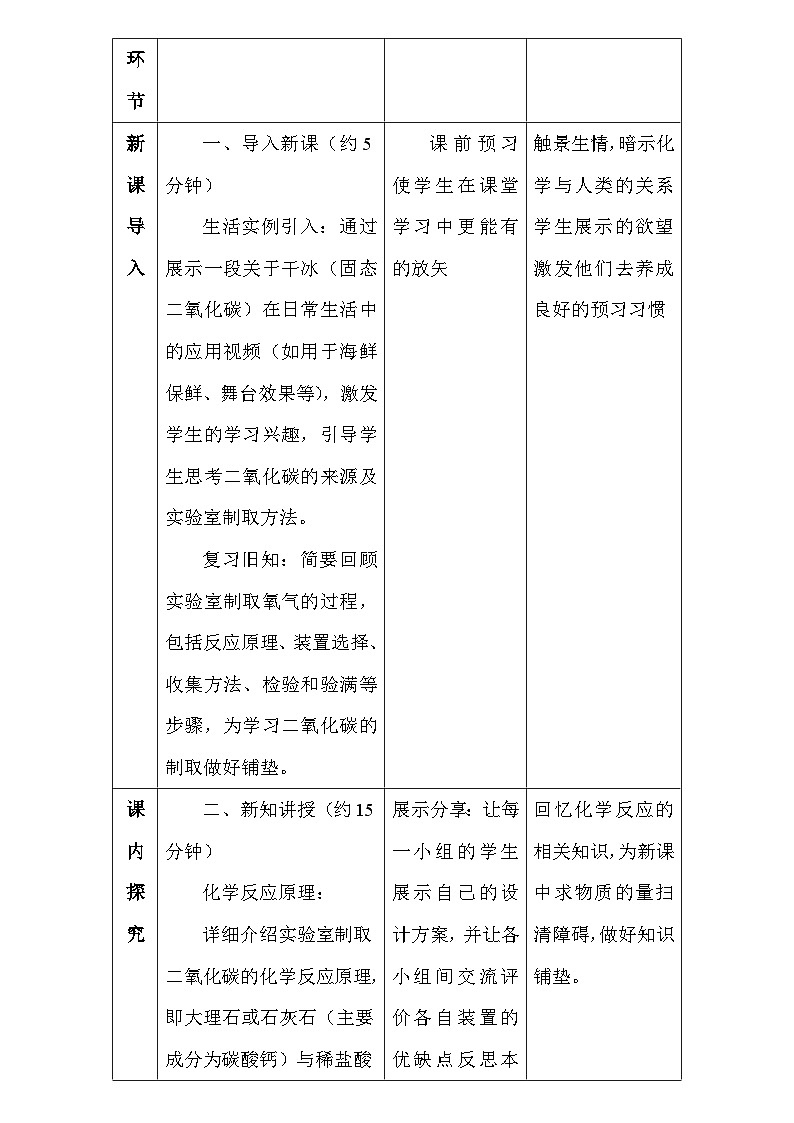人教版（2024新版）九年级上册化学：第六单元 课题3《二氧化碳的实验室制取》教案教学设计03