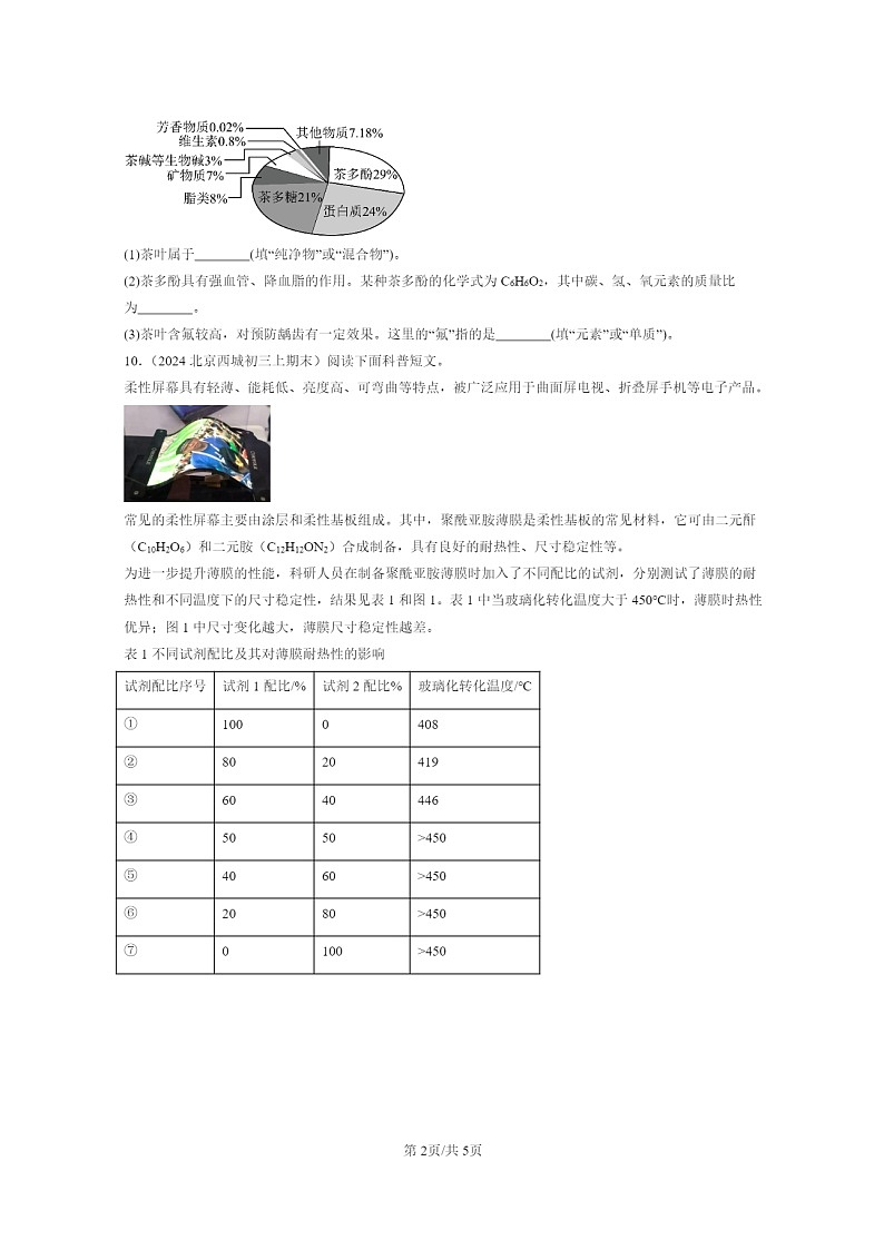 [化学]2024北京重点校初三上学期期末化学真题分类汇编：物质组成的表示～～～化学式02