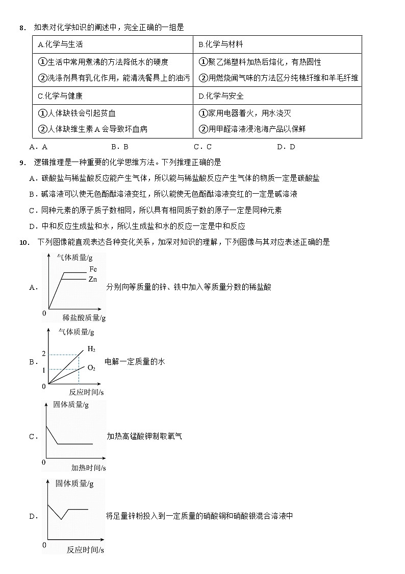 黑龙江省绥化市2024年中考化学真题【附真题答案】02