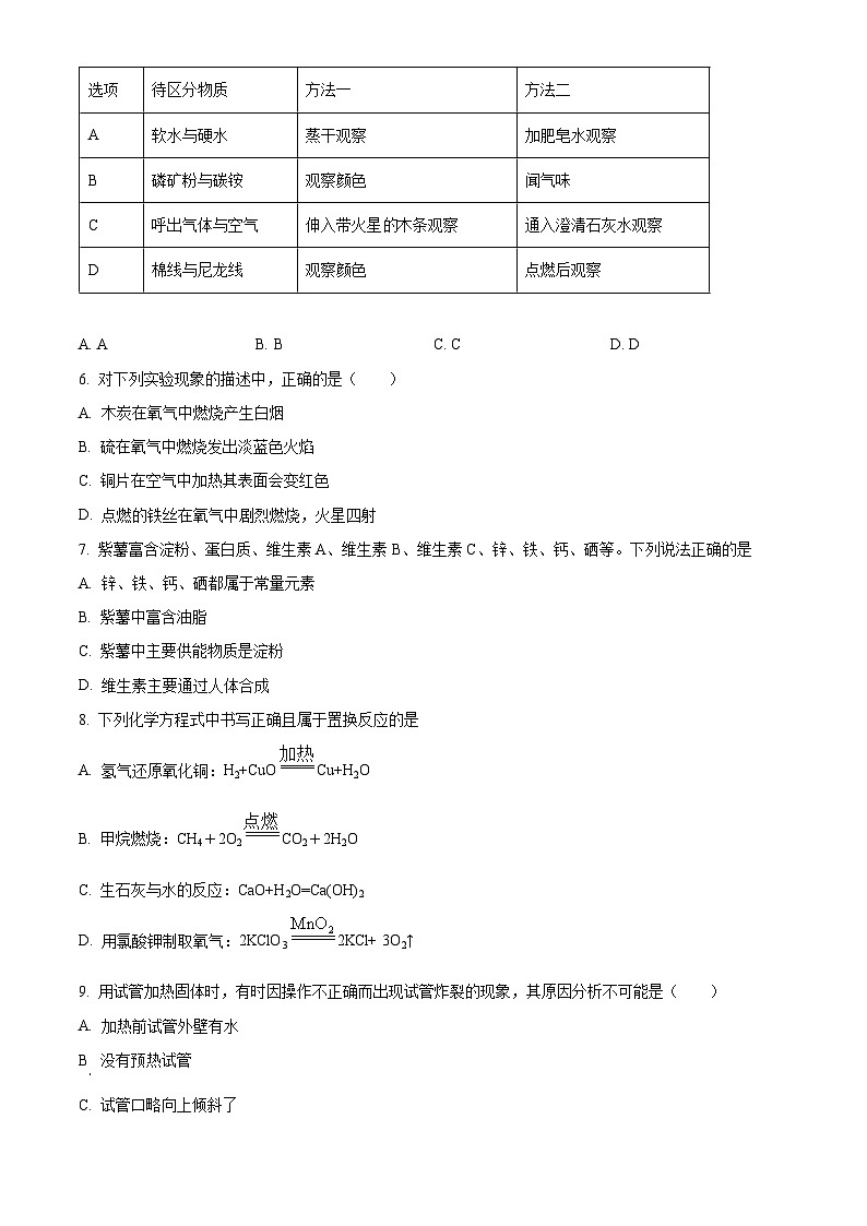 2024年山西省乡宁县重点达标名校中考化学最后一模试卷（原卷版）第2页