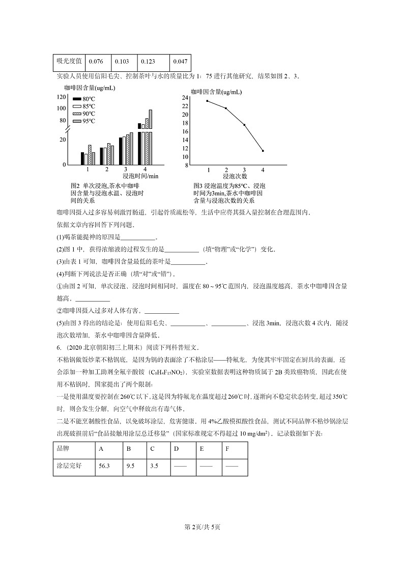 [化学]2020～2024北京重点校初三上学期期末真题真题分类汇编：元素与人体健康02