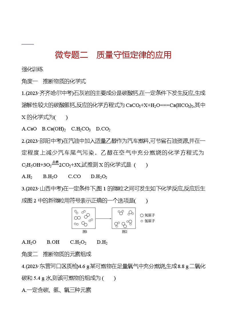 微专题二　质量守恒定律的应用 学案 ---2024--2025学年九年级化学鲁教版（2024）上册01