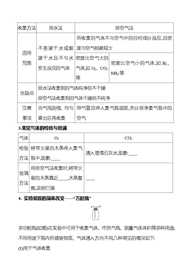 微专题三　常见气体的制备 学案 (学生版)---2024--2025学年九年级化学鲁教版（2024）上册第2页