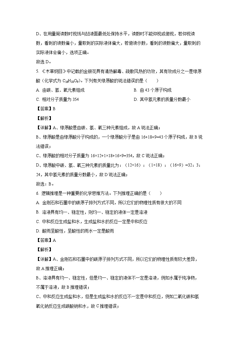 [化学][一模]陕西省商洛市镇安县2024年中考考试试题(解析版)03