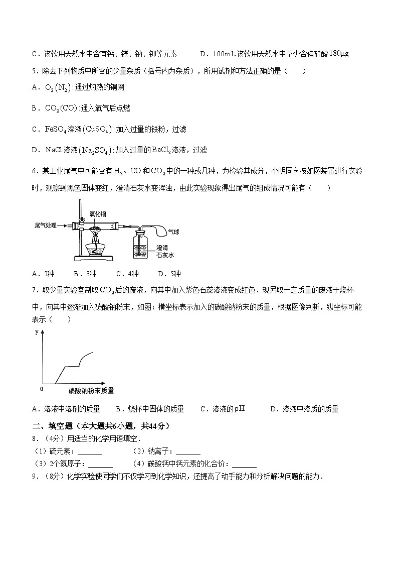 2024年四川省资阳市中考适应性考试化学试题(无答案)第2页