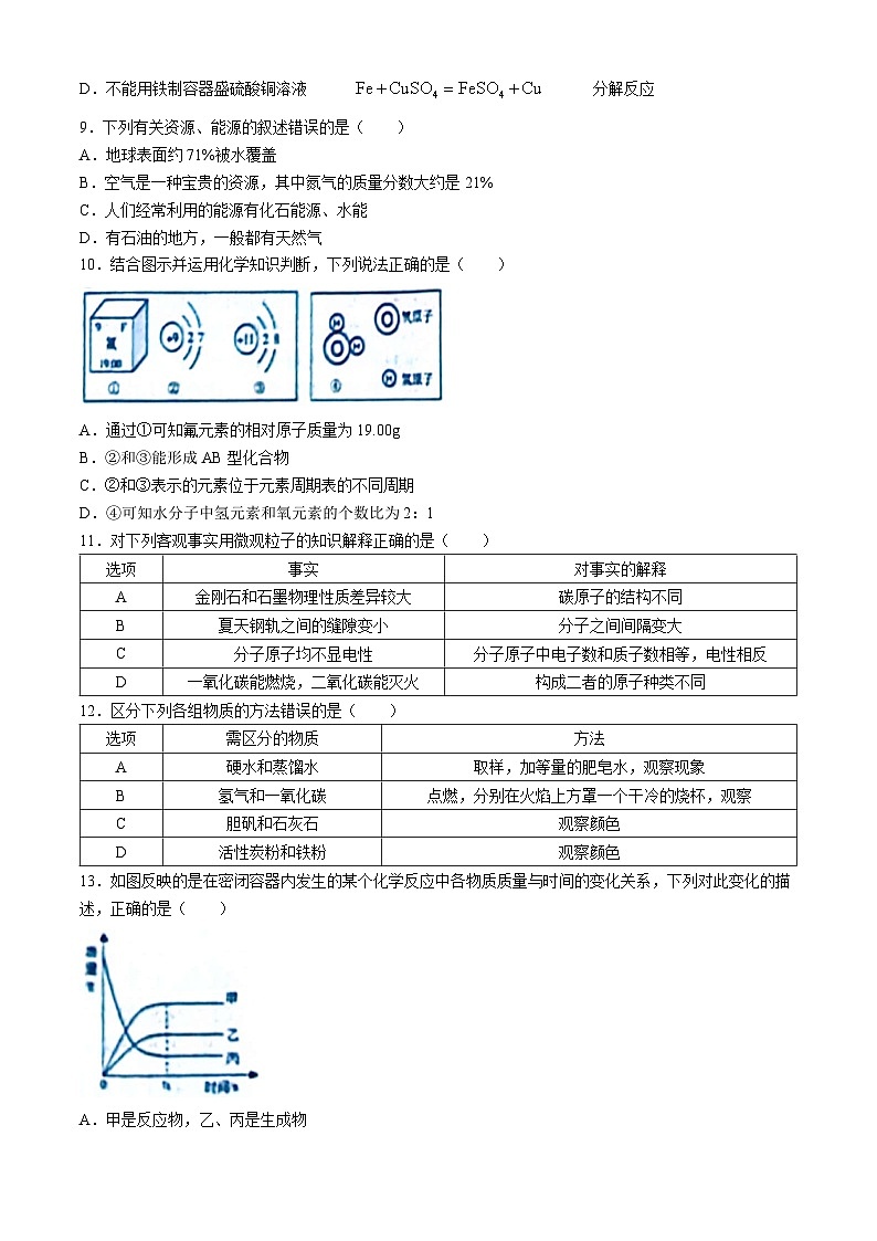 黑龙江省哈尔滨市双城区第二中学2024-2025学年九年级上学期开学化学试题03