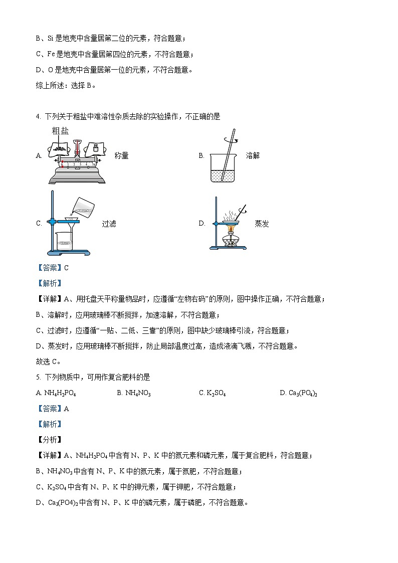 2024年江苏省南京市秦淮区部分学校中考化学三模试卷（解析版）第2页