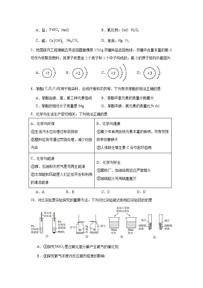 2024年四川省巴中市中考真题化学02