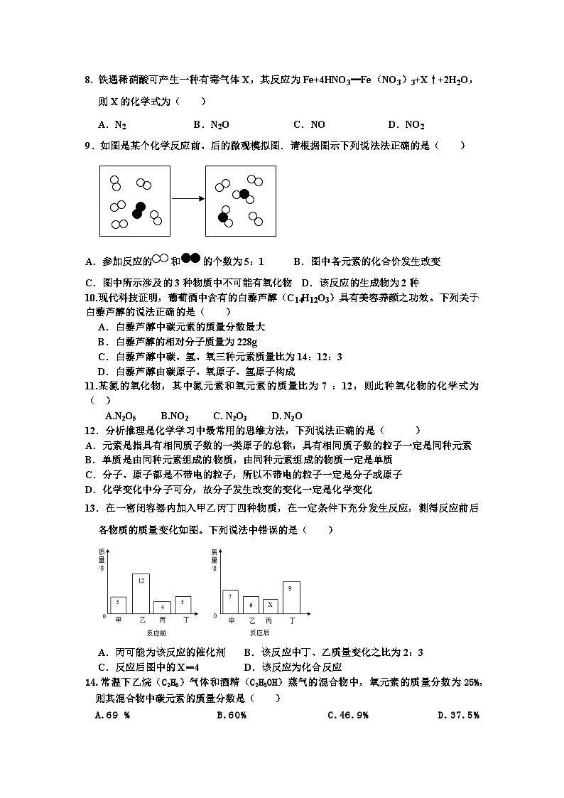 四川省仁寿县坝达初级中学校2023-2024学年九年级上学期期中化学检测试卷02