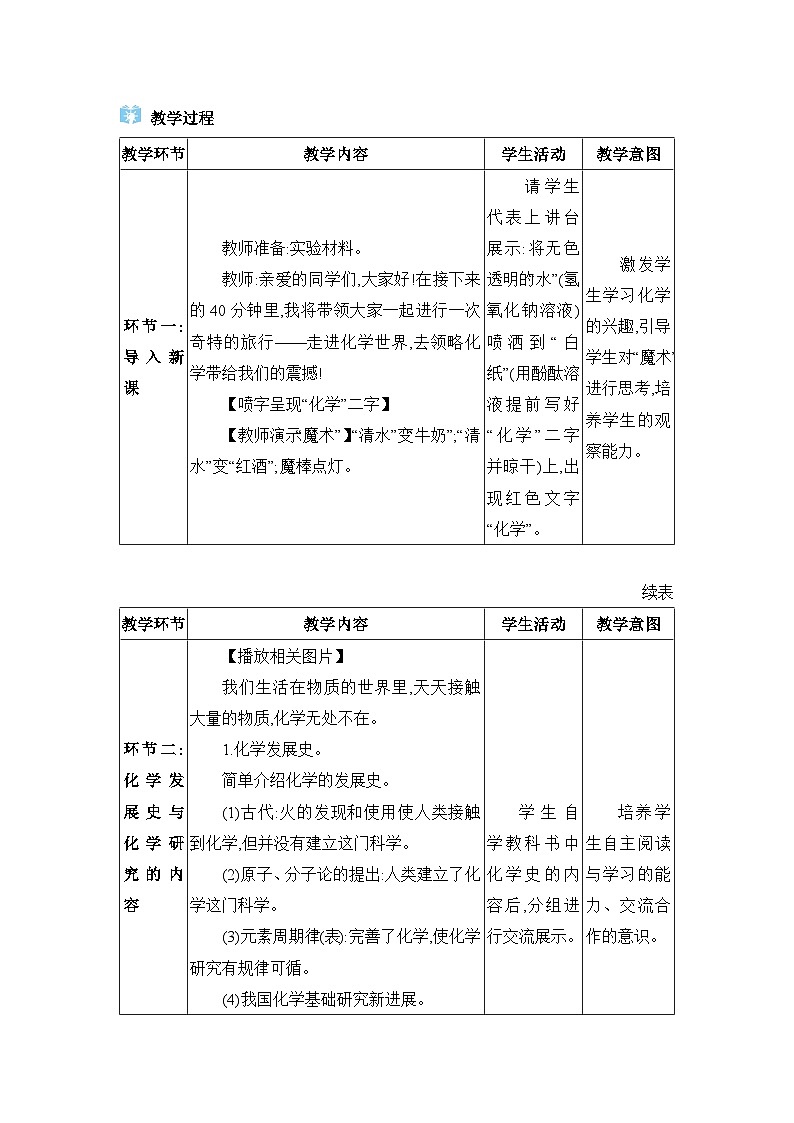 人教版（2024）九年级化学上册绪言化学使世界变得更加绚丽多彩教案03