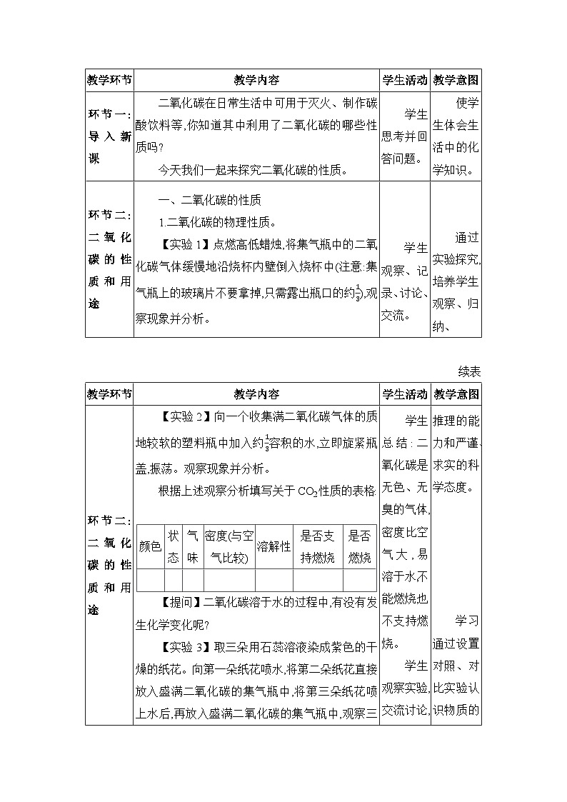 人教版（2024）九年级化学上册第六单元碳和碳的氧化物课题2碳的氧化物教案02