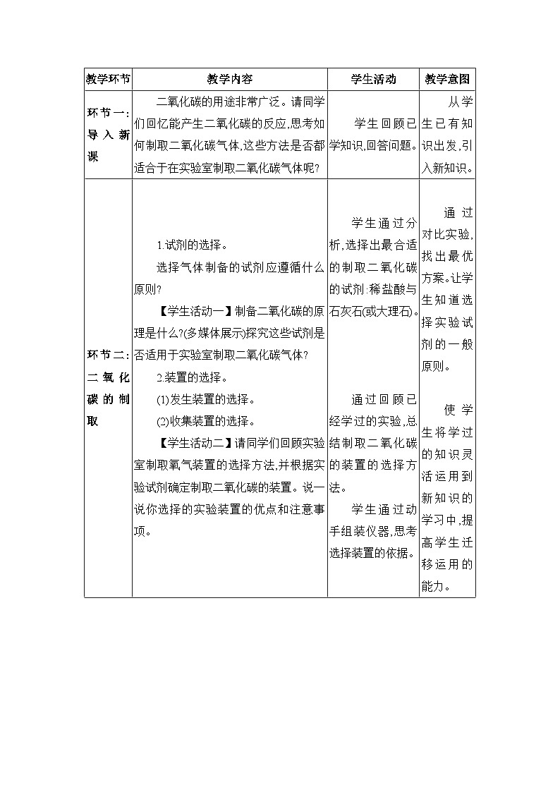 人教版（2024）九年级化学上册第六单元碳和碳的氧化物课题3二氧化碳的实验室制取教案第2页